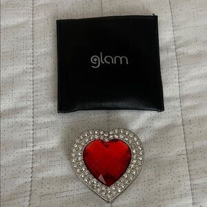 Glam Red Crystal Heart Hanging Purse Holder